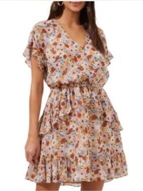 ASTR The Label Floral Tiered Ruffle Mini Dress Size Small